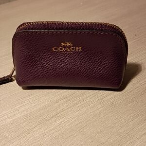 Coach Mini Zip Change Case in Plum with Gold Hardware